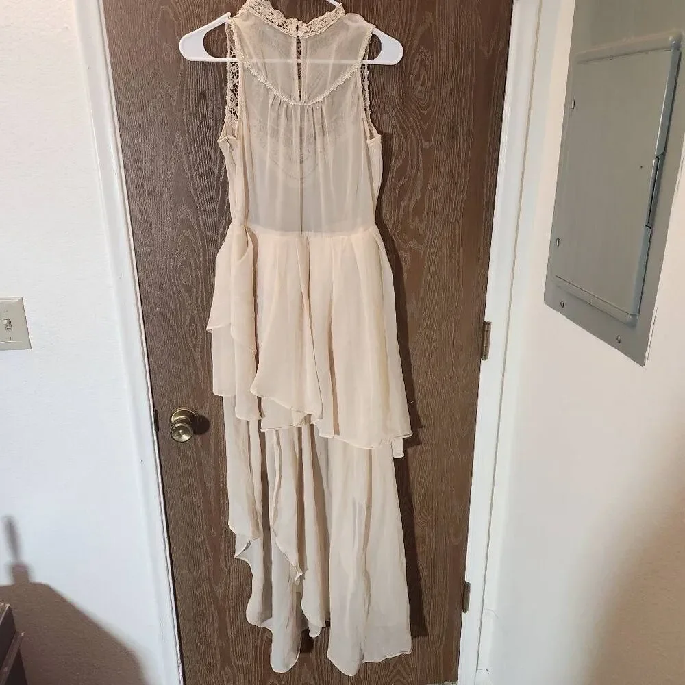 Peach transparent high-necked dress